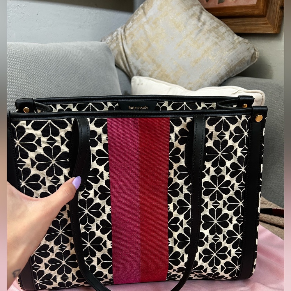 Kate Spade Black and Pink Floral Tote with matching wallet